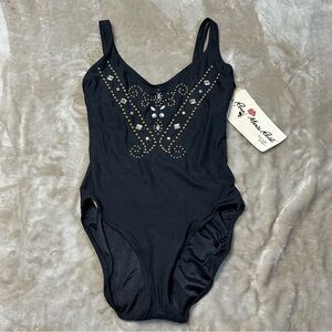 Rose Marie Reid Black Vintage NWT One Piece Swimsuit Size 14